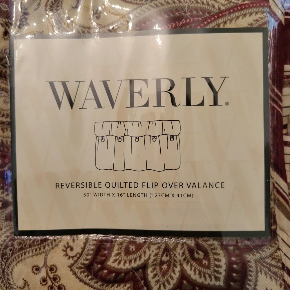 Waverly Rustic Haven Quilted Valance Reversible Window Treatment‎ 50x16 in